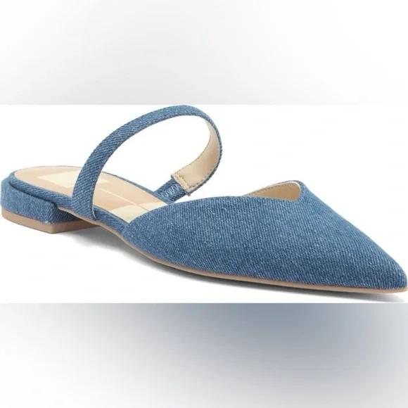 NEW Dolce Vita Blue Denim Mule Flats - Picture 1 of 7